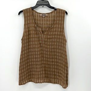 Flax Brown Checkered Tank Top